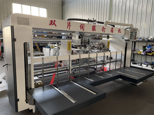 Máquina de costura de caixa ondulada de duas peças semiautomática para produção flexível
